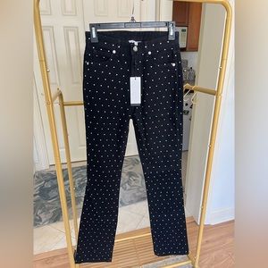NWT- Gianni Bini rhinestone straight leg black denim jean.
